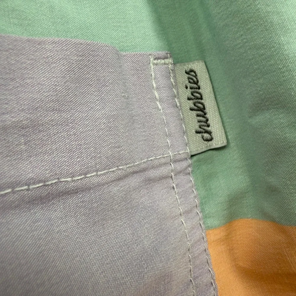 Chubbies Pastel Rainbow Striped Drawstring Swim Trunks Shorts Men's Medium‎